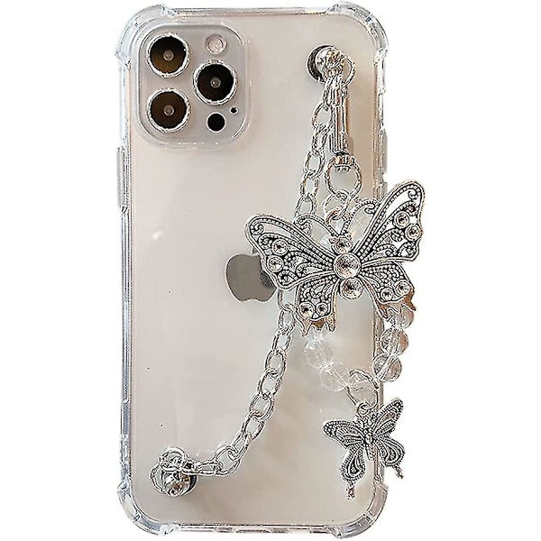 Hsyhere Girls Women Beautiful Elegant Butterfly Theme Transparent Soft Tpu Silicone Rubber Phone Case For Iphone 11 +metal Butterfly Strap Bracelet