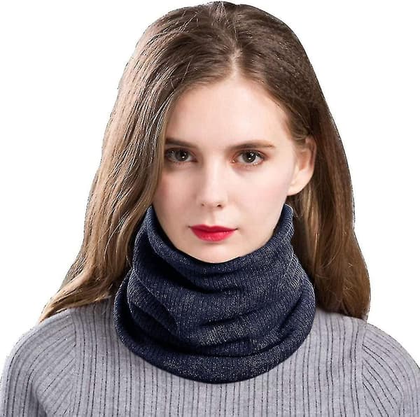 Halsvärmare Snood Halsduk Fleecefoder Tjock Vindtät Vinter Varm Stickad Halsduk