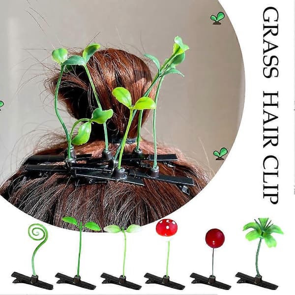 Græsspir-hårklemmer - Sødt bønnespire-design, stærkt greb, 5-stks sæt mushrooms