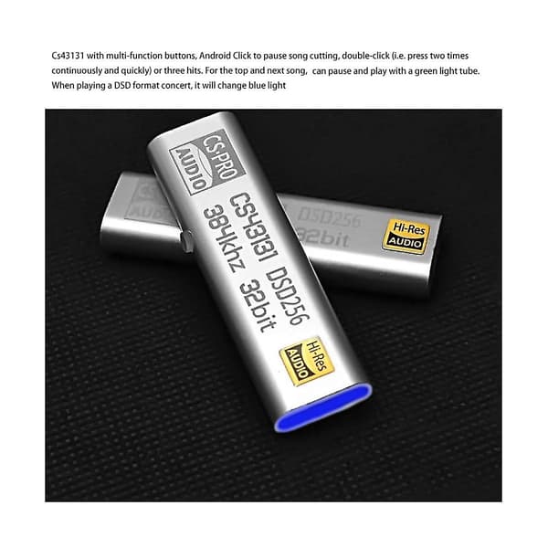 TYP C till 3,5 MM DSD256 Dekoder för Android Hörlursförstärkare Adapter DAC Bärbar USB Logic Hifi (Silver)