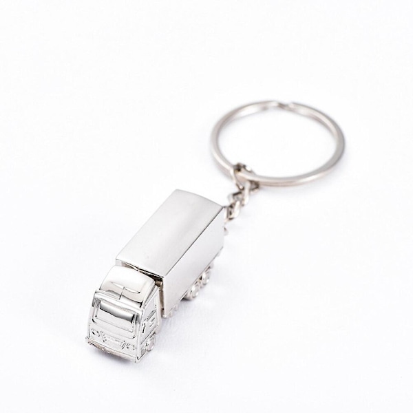 Metal lastbil nøglering nøgle fob nøglering kreativ gave smuk nøglering (sølv)（sølv）
