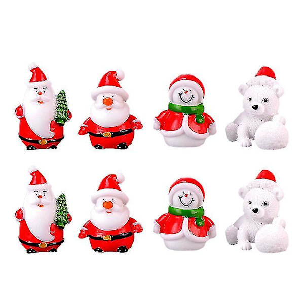 8 st julgranspynt Resin Mini Figuriner Jul Resinleksaker För Heminredning