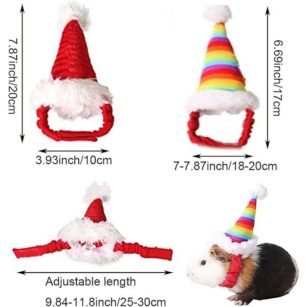 2-pack Jultomtehatt för Marsvin Hamster Smådjur Huvudbonad Nyår för Iller Chinchilla Ekorre Igelkott Råttor