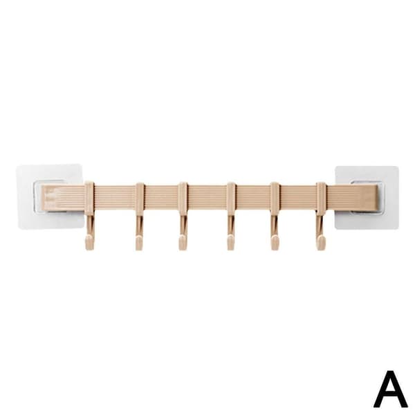 Non-marking Hook Wall Suction Plastic Six-row Hook For Kitchen Bathroom（Khaki）