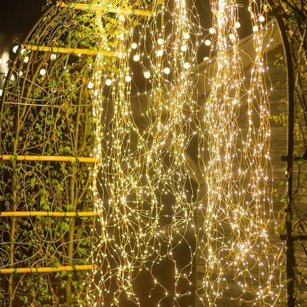 LED lysstråle, 280 LED lysgardiner, udendørslys med 14 guirlander