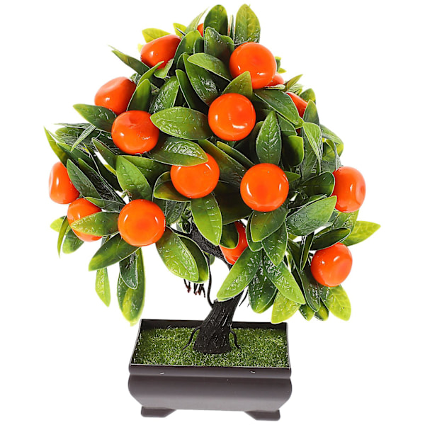 Dekoration Bonsai Desktop Liten Fruktträd I Kruka Hushåll Simulering Växt Prydnad（25X22X12CM，Som Visas 2）