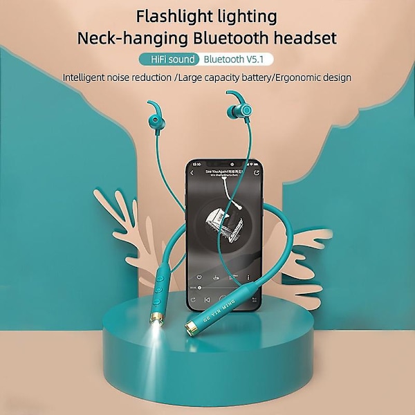 Bluetooth 5.1 -kuulokkeet, jotka voidaan asettaa korttiin, ripustettava kaulaan, muistipanta, magneettinen imu, nano-urheilu, erittäin pitkä akunkesto L