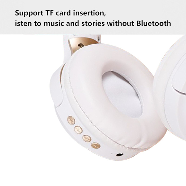 Huvudmonterat hopfällbart trådlöst Bluetooth-headset i metall med Bluetooth FM-pluggbart kort i vitt
