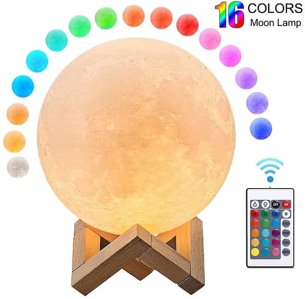 3D Fuld Måne Lampe 5,9 Tommer, LED Lunar Måne Nattelys Moderne Lampe