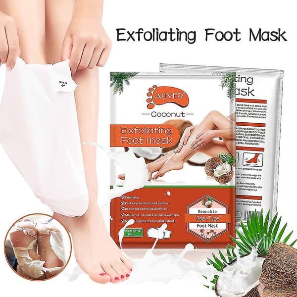 Fodpeeling Maske 3-pak Kokosfodmaske Peeling af Død Hud Hård Hud