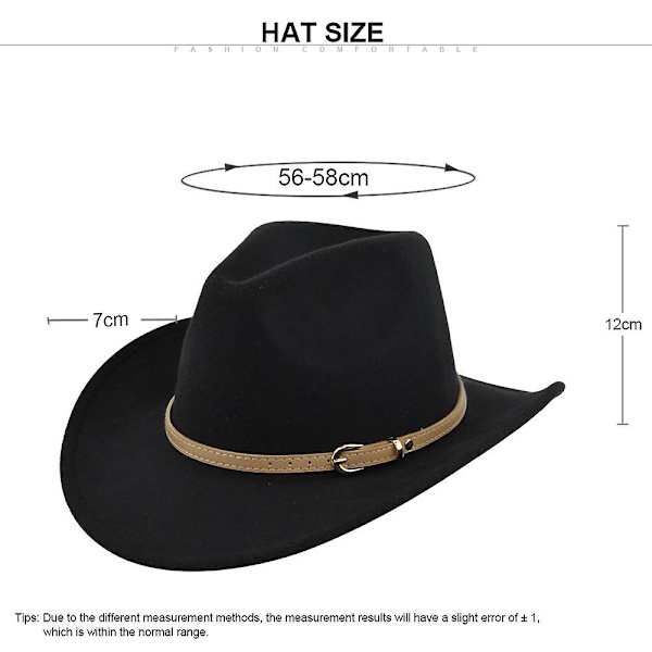 Kändes hatt retro imitation får hatt cowboy hatt bälte ull hatt nationell huva retro jazz hatt