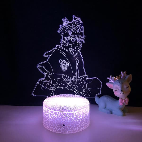 3D illusjonslampe Anime Clover LED nattlys Rem