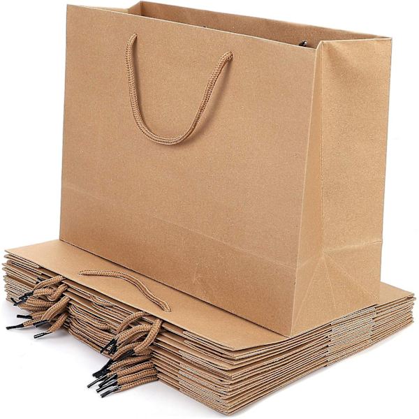 Dww-10 stk. Kraftpapirposer Store Julegaveposer Håndtaske med Håndtag Gaveposer Genanvendelig Emballage Slikposer Crazy Bag