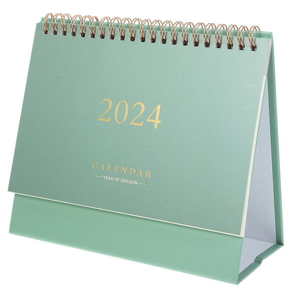 Husholdningsbordkalender Daglig brug Stående bordkalender Delikat skrivebordskalender（19X16.3X8CM，Grøn）