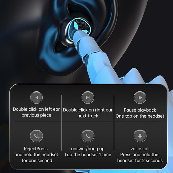 Bluetooth-headset - Trådløs Bluetooth-øretelefon V5.2 - håndfri-øretelefoner med indbygget mikrofon
