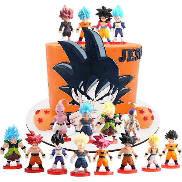 16 stk. kagepynt til Dragon Ball, Dragon Ball Z temafestartikler, børnefødselsdagskagedekoration