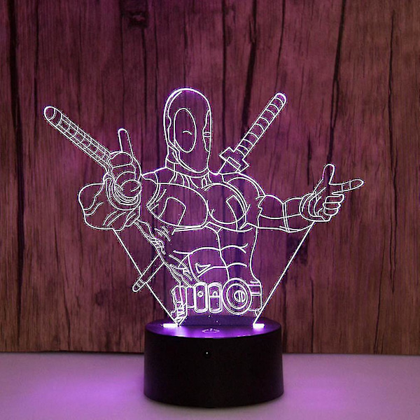 Deadpool 3d LED natlampe til børneværelset