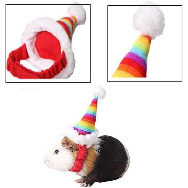 2-pack Jultomtehatt för Marsvin Hamster Smådjur Huvudbonad Nyår för Iller Chinchilla Ekorre Igelkott Råttor