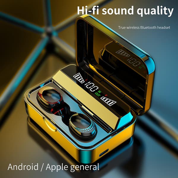 S590B Led Digital Display Bluetooth 5.0 Trådlösa Hörlurar 9D Stereo Öronproppar