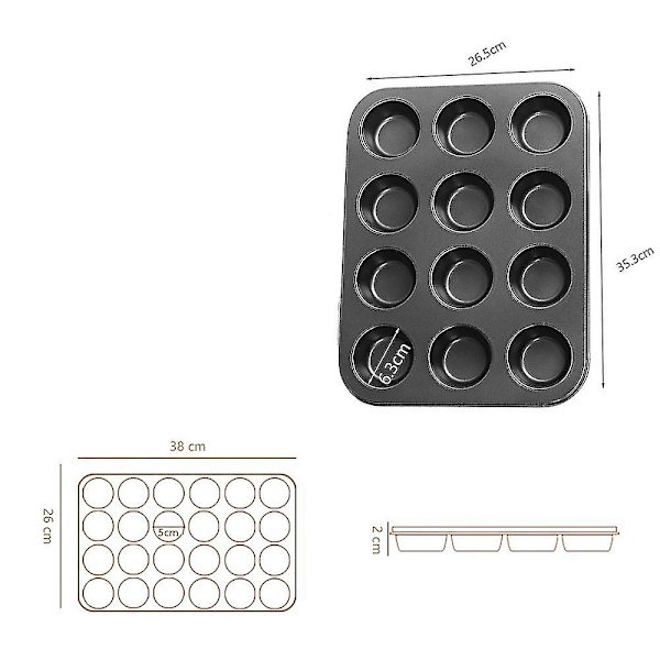 Non-stick 24 huller og 12 huller muffinbageform - non-stick bageforme