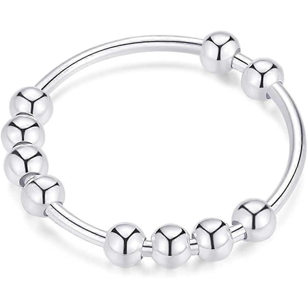 Silver Anti-ångest Ring för Kvinnor Män Fidget Ringar för Ångest Ångest Ring med Pärlor Spinner Ring för Ångest Snurrande Ring8