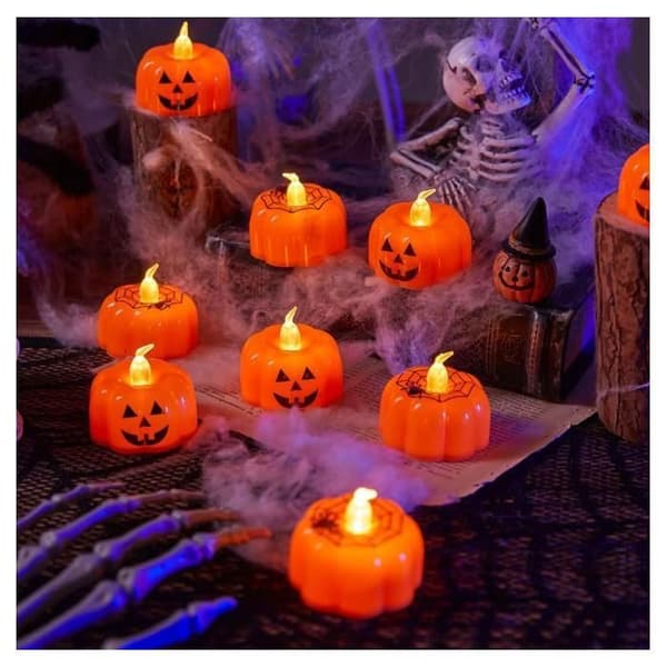 12-delt græskar Halloween-lys sæt, LED græskar lanterne, lysende græskar lanterne, festdekorationslanterne hvid XXS