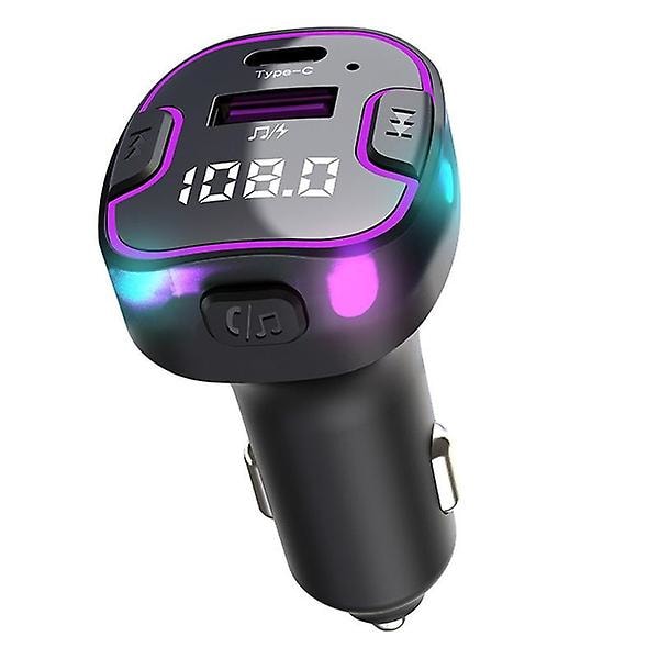 Bil Bluetooth 5.3 Fm Transmitter Type-c 15w&usb 15w Port Bil Hurtigoplader Håndfri Opkald Trådløs Bluetooth Adapter