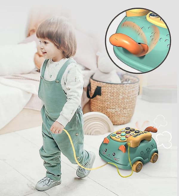Pedagogisk leksak, babytelefonleksak, ljusmusik leksak, multifunktionsleksak, presenter (grön)