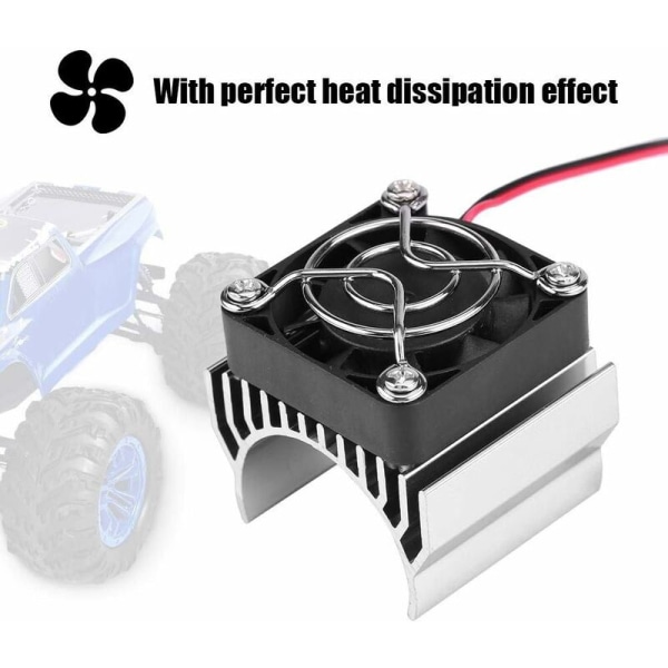540/550/3650 Moottorin jäähdytysrunko tuulettimella, jäähdytysrunkotarvikkeet sähköiseen RC-auton moottoriin 1:10 mittakaavassa (hopea),ladacea