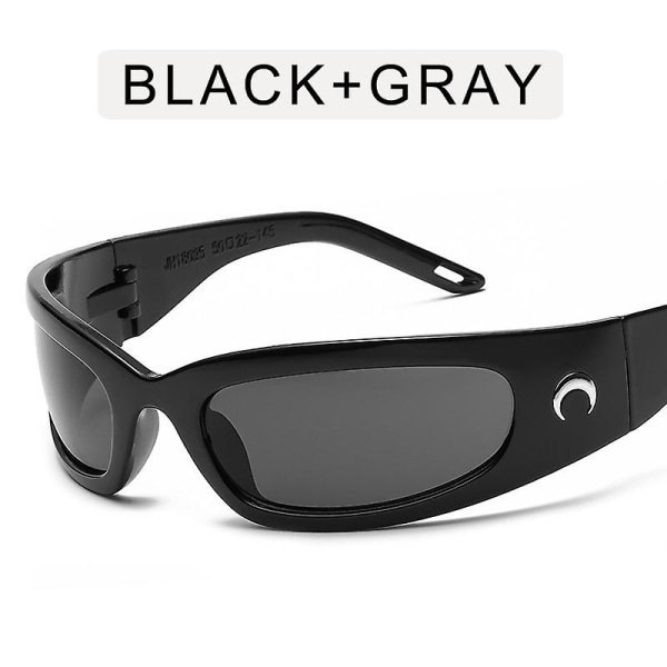 Moon fashion solglasögon (grå glasögon med svart ram), framtidsteknik, sportsolglasögon, trend för cykelglasögon