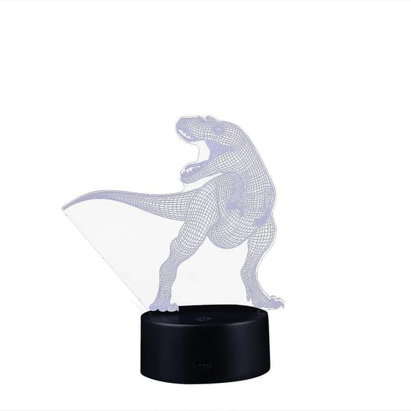 Dinosaur LED 3D-belyst lampe optisk skrivebordsnattelys med 7 farveskift (hvid)