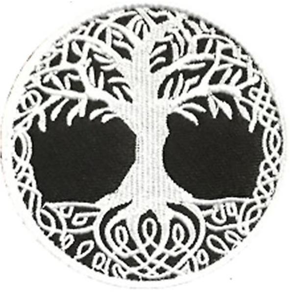 Dww - 2 stk. træ af liv broderi patch (sort og hvid) hæfte og løkke badge badge patch taske rygsæk hat jakke vest lomme hundestrop