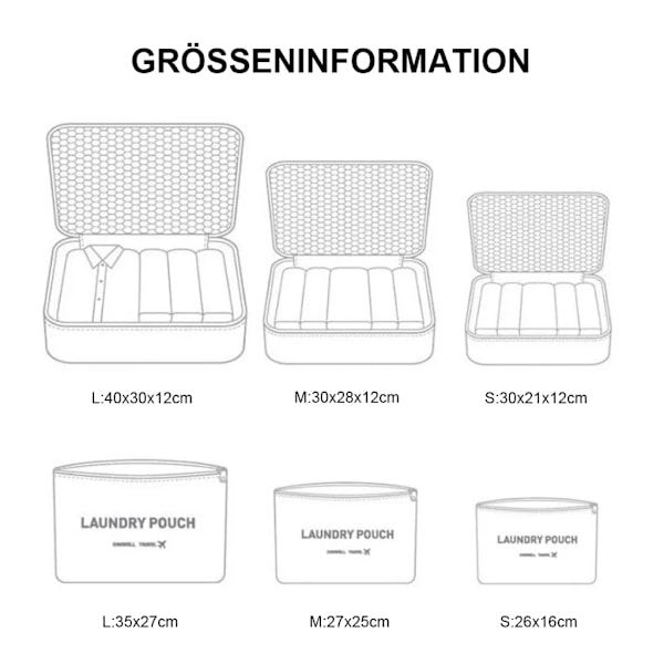 Packningskub Resväska Organizer Set med 6 för Ryggsäck och Resväska, 3 Packningskuber och 3 Förvaringspåsar, Reseklädväskor (Rosa)