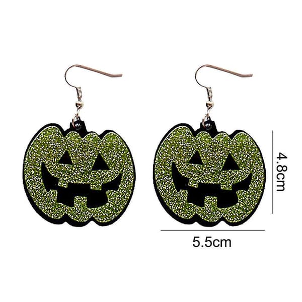 Halloween-øreringer, retro overdrevne alternative gresskarøreringer (gul-grønn)
