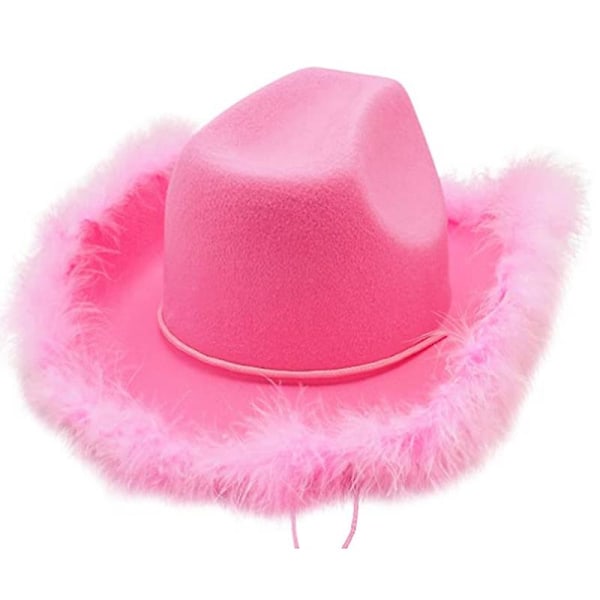 Dww-DiscountPink råbrättad cowboyhatt mocka dekorativ hatt rosa cowboyhatt western cowboy filt formad hatt