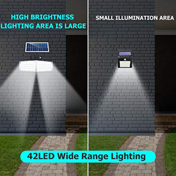 2-hodet LED-sikkerhetslys Bevegelsessensor utendørs justerbar 20W, IP65, utendørs spotlight Vanntett solcellegatelys for en garasje, hage