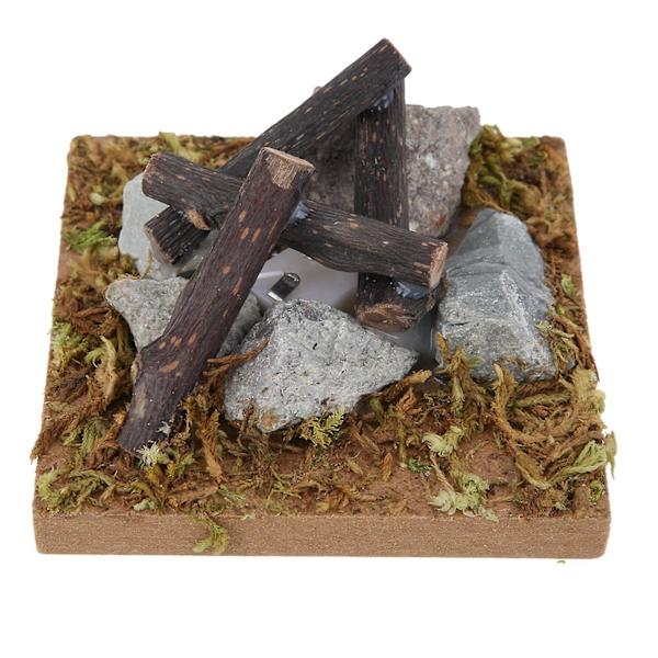 Dukkehus Miniature Have Scene Bål Træ Simulation Bål Model Legetøj Tilbehør Bål