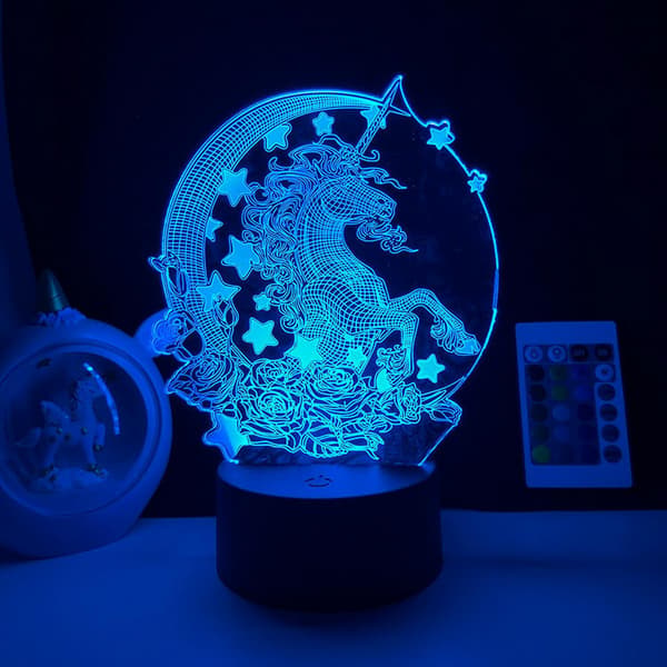 LED Natlys Enhjørning Serie 3D Illusionslampe