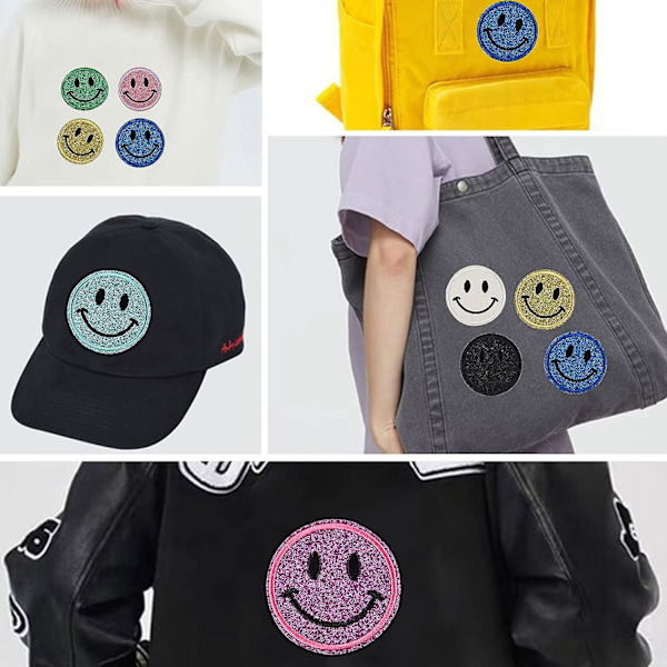 Dww-24PCS Sy-på Patch Emoji-uttryck Sy-på Patch Stryk-på Patch Tyg Stryk-på Pins för Kläder T-shirt Jeans Jacka Väska DIY