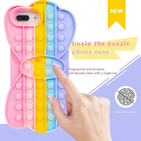 iPhone 7 Plus/8 Plus/6 Plus/6S Plus Skal Roligt Sött Kul Silikon Design Cover för Flickor Barn Pojkar Tonåringar Mode Cool Unik Fidget Båge Bubbla
