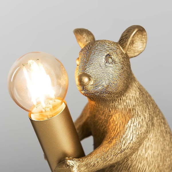 Moderne metallisk guldmalet rotte design bordlampe dyremuslampe bordlampe til stue spisestue soveværelse Shine Electronics