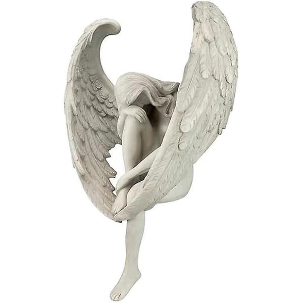 Haveornament, Havefigur, Dekoration af englefigur Vinget engel 3d siddende fe