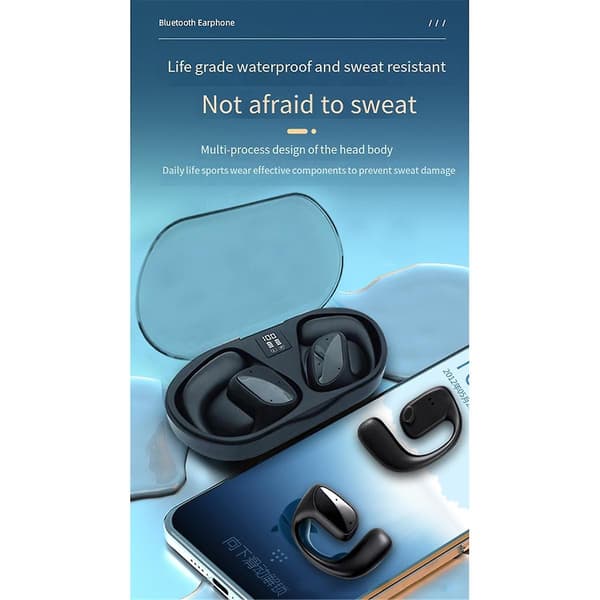 Air Conduction Earphone Hanging Ear Bluetooth Headset Bluetooth 5.3 Trådlöst Headset Trådlös Laddning Earphone Vit（Vit）