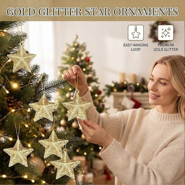 Julestjerne-pynt - Hængende glitterdekoration til juletræer og julehåndværk Silvery