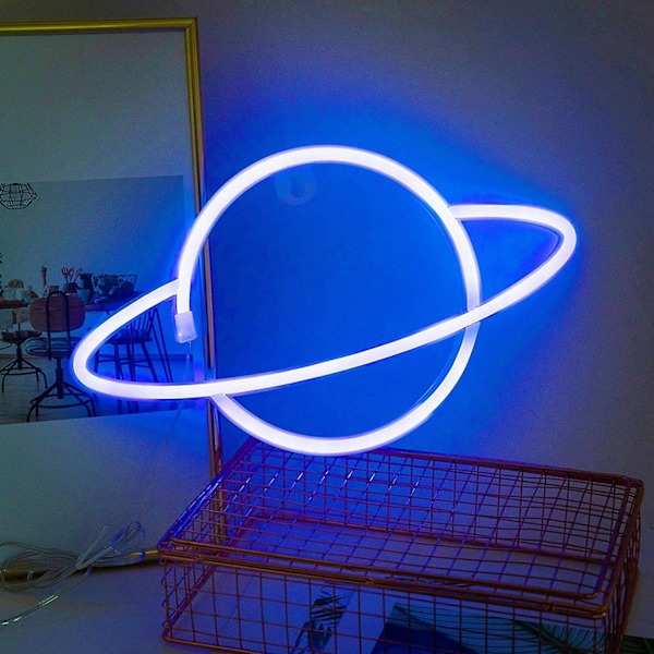LED Neon Skylt Planet Neon Ljus Moln Blixt Led Vägglampa Väggdekor Batteri/USB-driven
