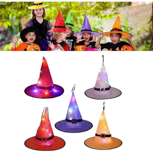 Halloween-dekoration - Lysende heksehat - 3 stk.