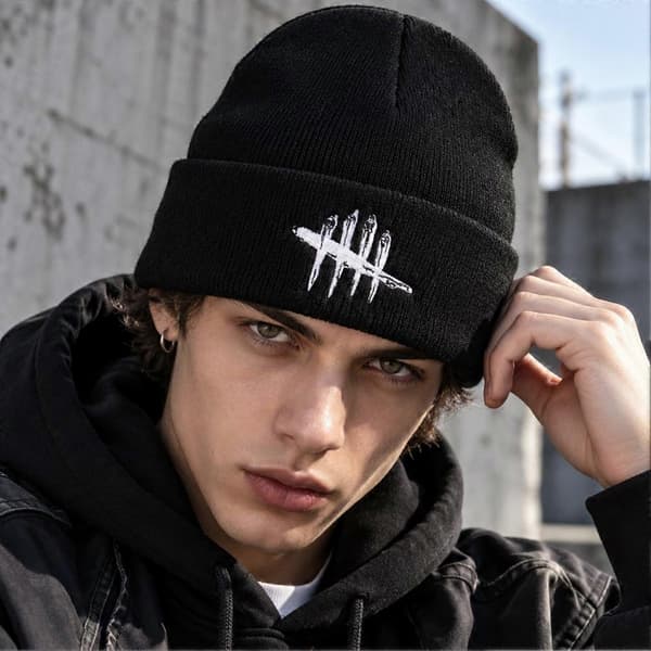 Gaming Beanie Hue Polyester Tætsiddende Stretch Vinter Streetwear Kuldebeskyttelse Red