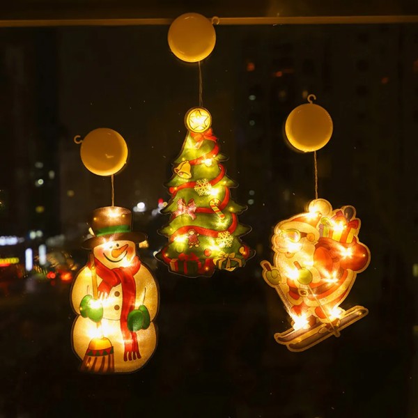 Christmas Pendel String Light Sugkopp Juldekoration Ljusrum Vitrinskåp Gardinhängande ljus