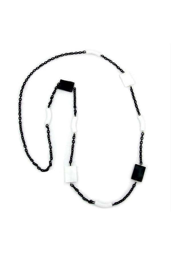 Halsband Svarta & Vita Pärlor 95cm - Gl00433