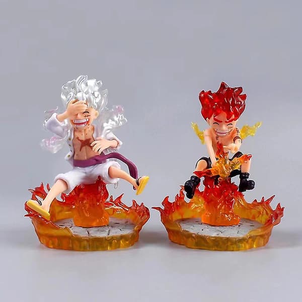 One Piece Figur Nika Luffy Gear 5 Q Version Action Figur Statue Anime Figurine（Rød）